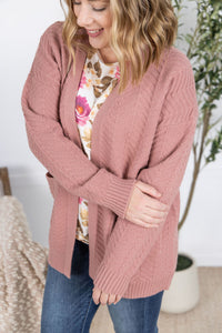 Billie Open Knit Cardigan in Dusty Rose