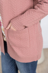 Billie Open Knit Cardigan in Dusty Rose