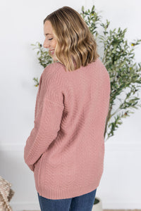 Billie Open Knit Cardigan in Dusty Rose