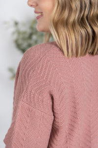 Billie Open Knit Cardigan in Dusty Rose