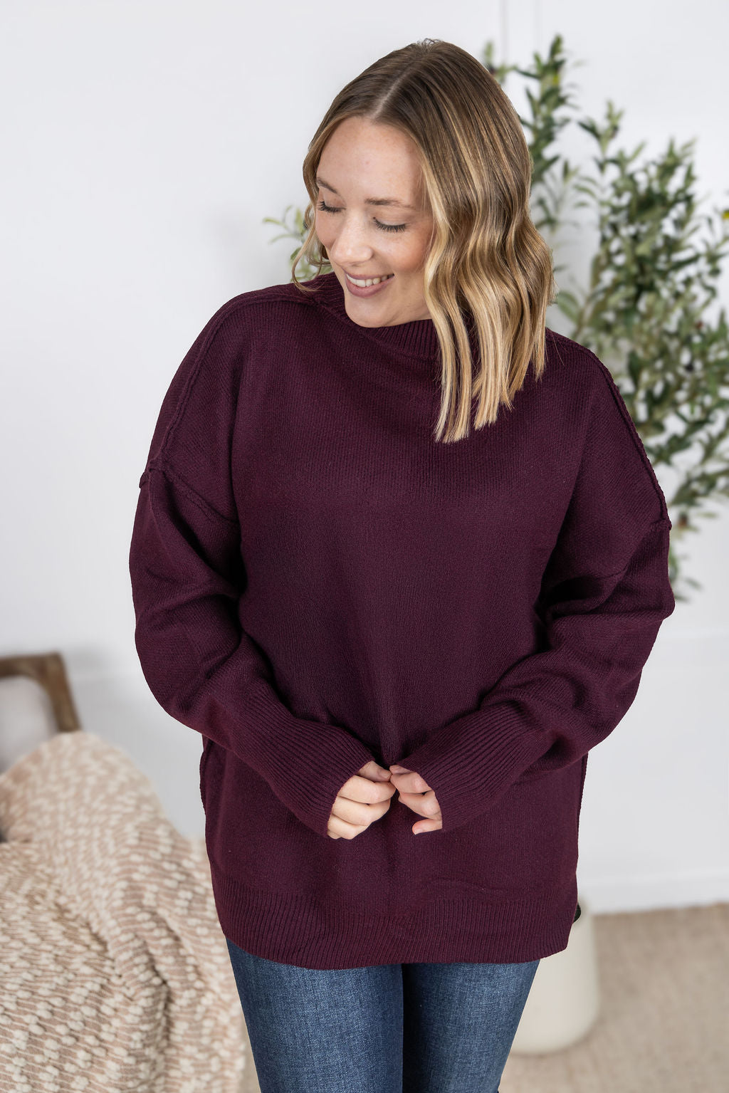 Aurora Cozy Sweater in Burgundy
