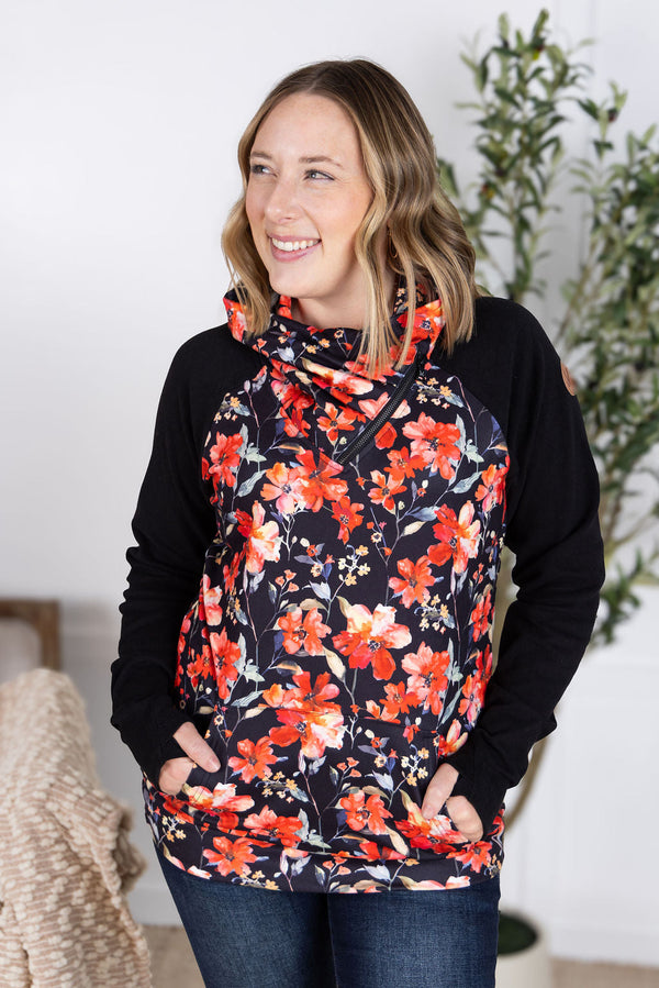 Zoey ZipCowl Sweatshirt in Sunset Floral