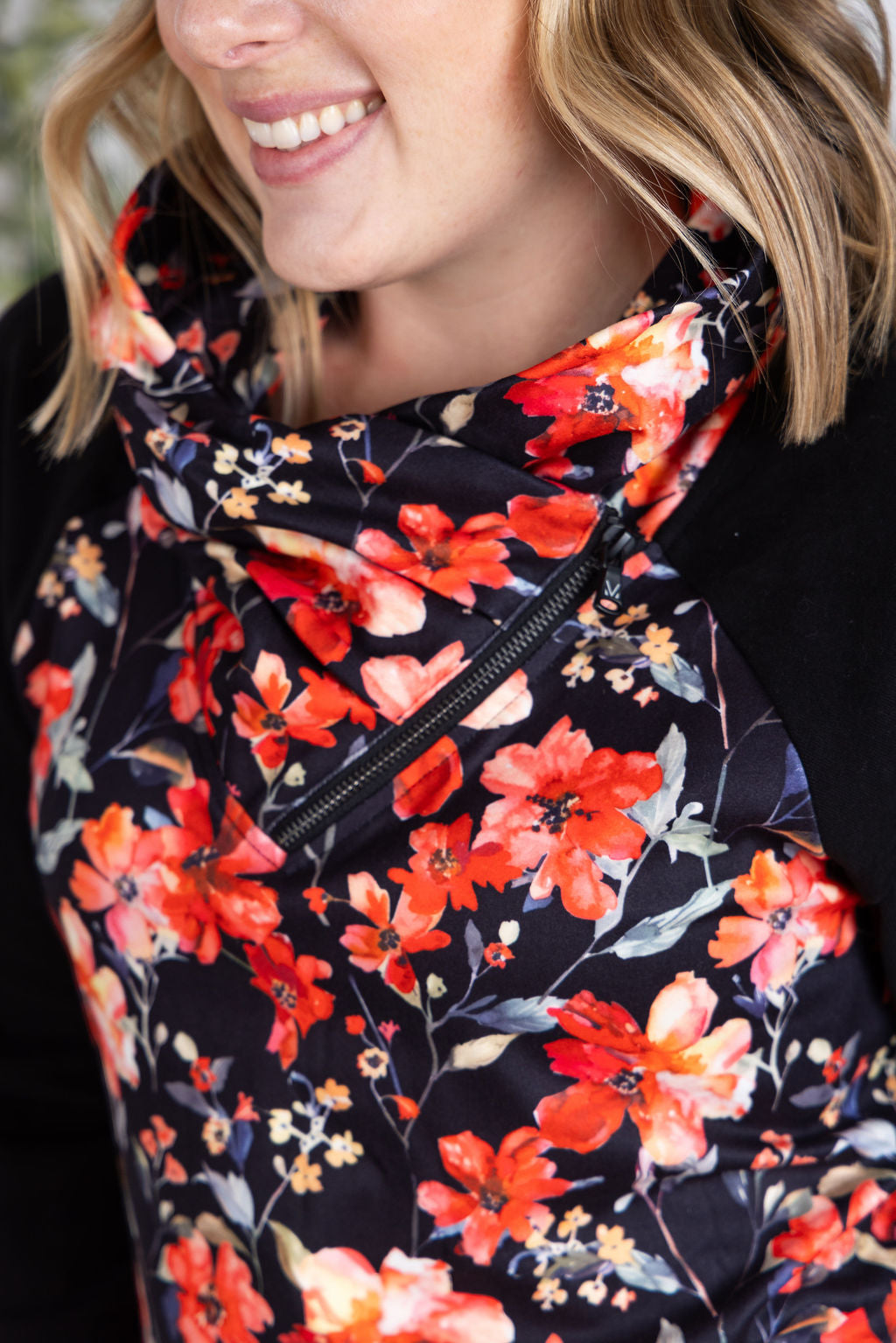 Zoey ZipCowl Sweatshirt in Sunset Floral