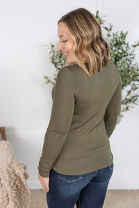 Alyssa Long Sleeve Top in  Olive