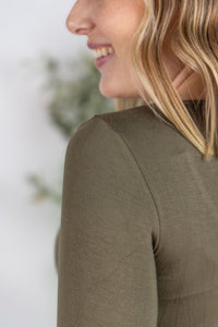 Alyssa Long Sleeve Top in  Olive
