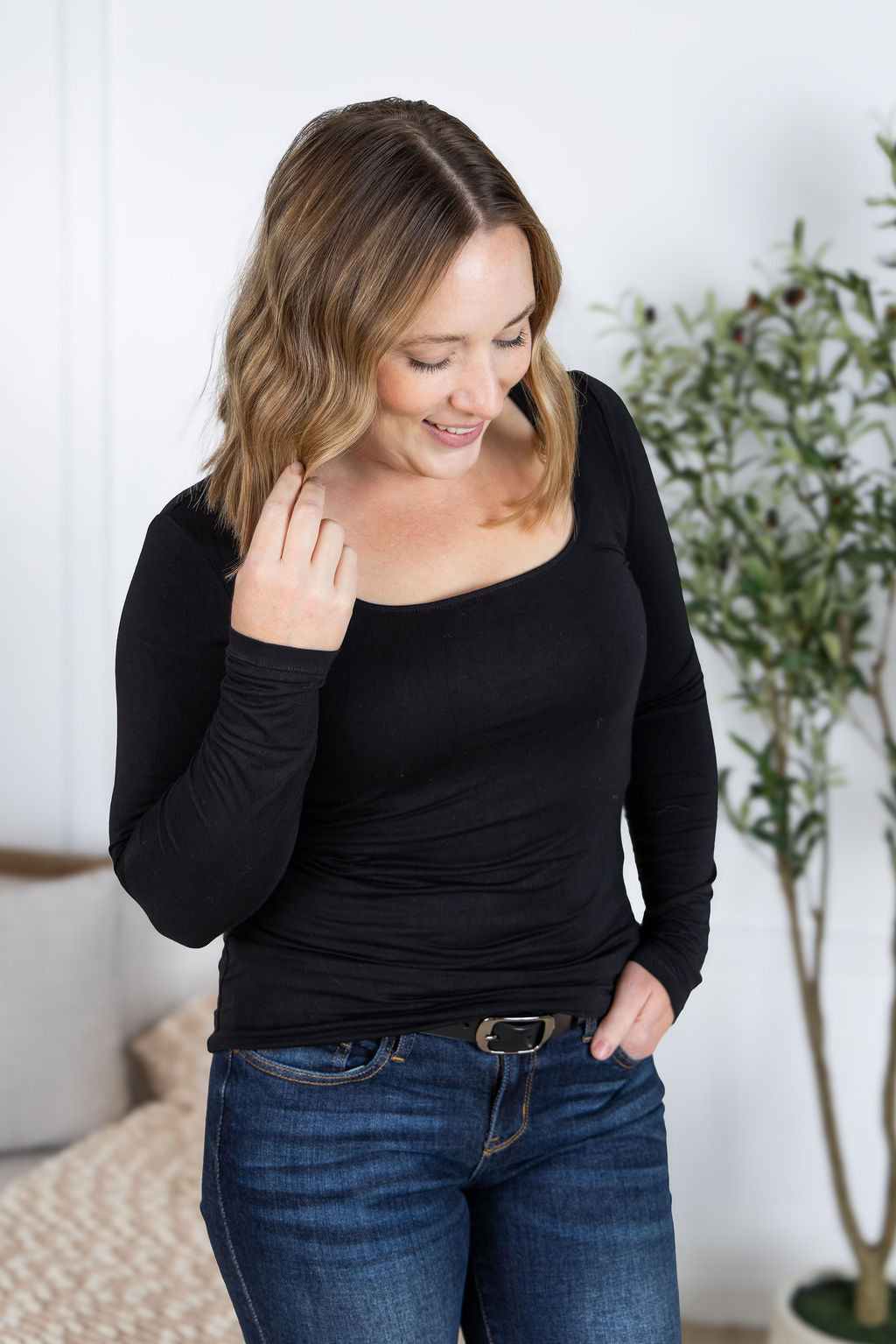 Alyssa Long Sleeve Top in Black