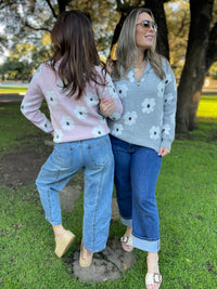 Flower Powered Half Zip Sweater in Four Colors