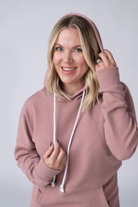 Kacey Ribbed Hoodie in Rose