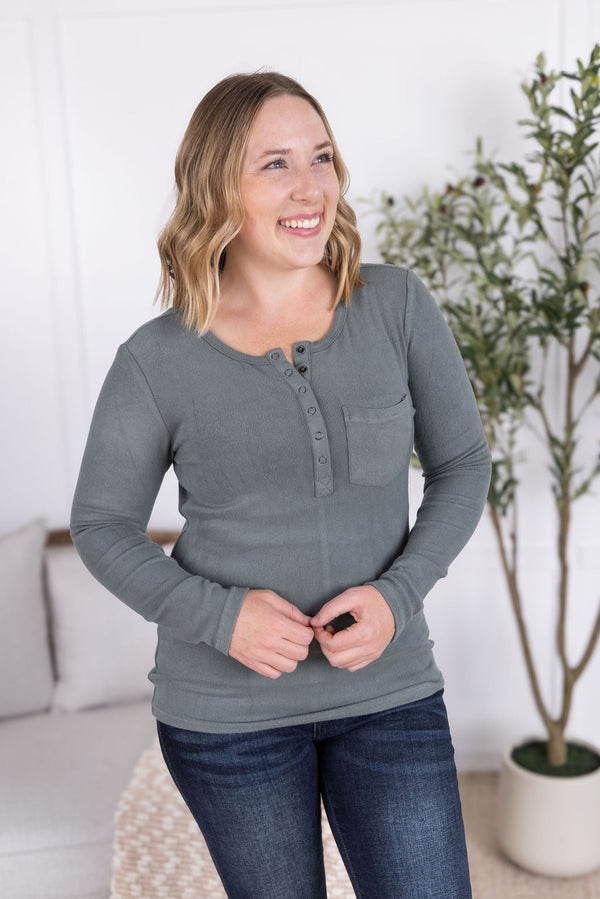 Georgia Long Sleeve Top in Dusty Jade