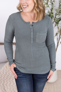 Georgia Long Sleeve Top in Dusty Jade