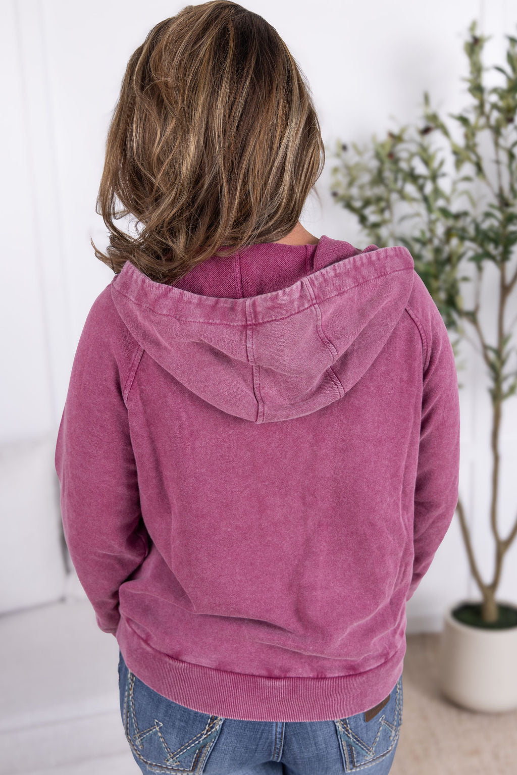 Ryker Vintage Wash Hoodie in Berry