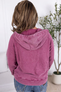 Ryker Vintage Wash Hoodie in Berry
