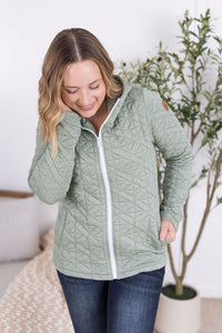 Geometric Fullzip Hoodie in Sage