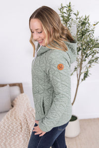 Geometric Fullzip Hoodie in Sage