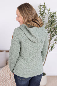Geometric Fullzip Hoodie in Sage