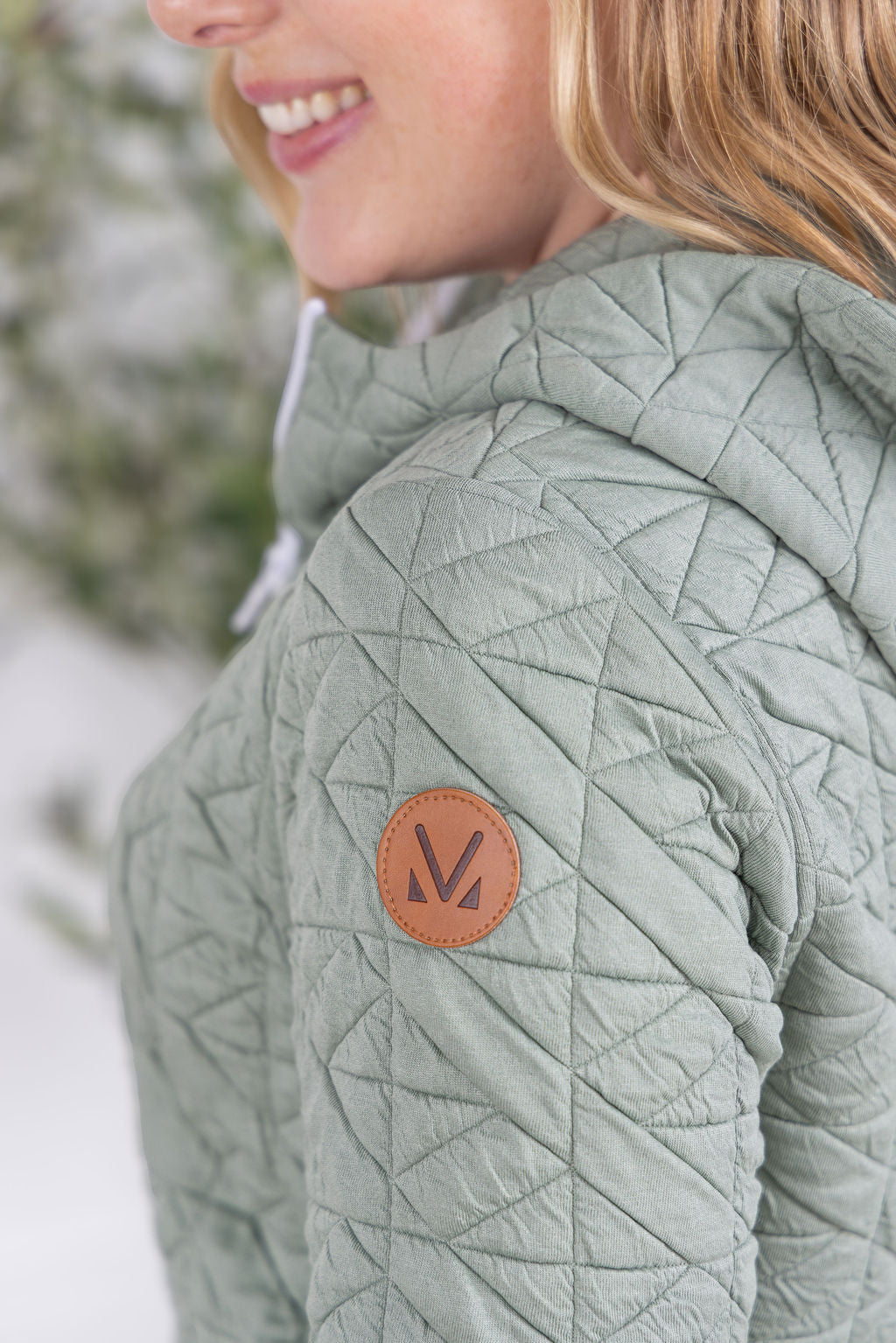 Geometric Fullzip Hoodie in Sage