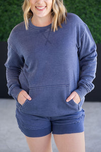Vintage Wash Pocket Pullover in Nautical Navy