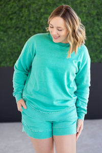 Vintage Wash Pullover in Caribbean Green