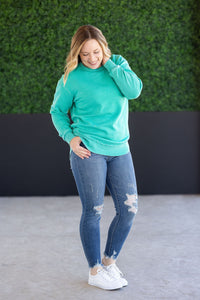 Vintage Wash Pullover in Caribbean Green