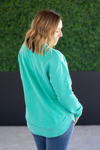Vintage Wash Pullover in Caribbean Green