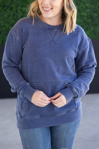 Vintage Wash Pocket Pullover in Nautical Navy