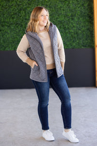 Heather Hooded Vest in Grey