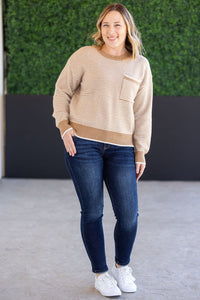 Miley Striped Sweater in Latte