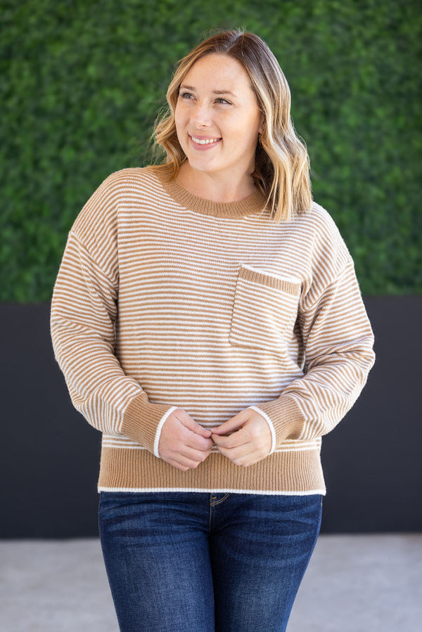 Miley Striped Sweater in Latte