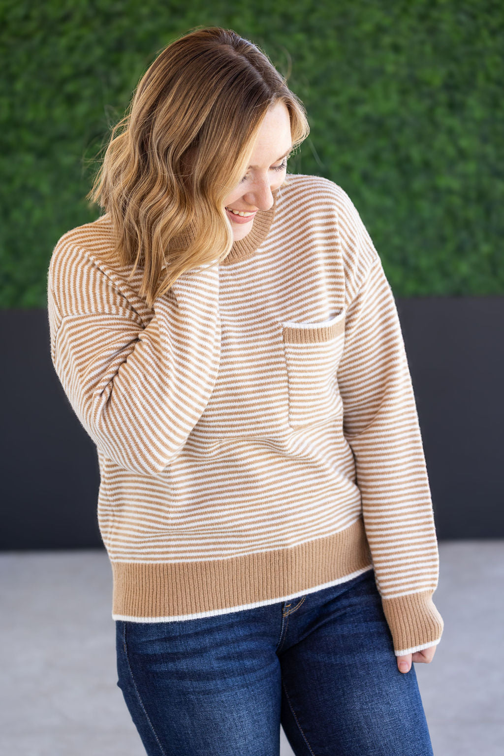 Miley Striped Sweater in Latte