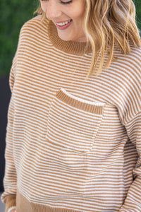 Miley Striped Sweater in Latte