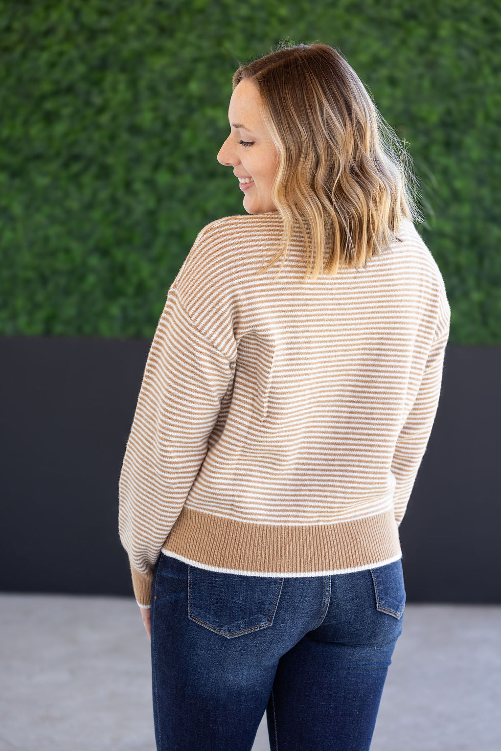 Miley Striped Sweater in Latte