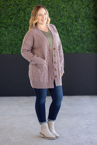 Brooks Button Sweater Cardigan in Light Mocha