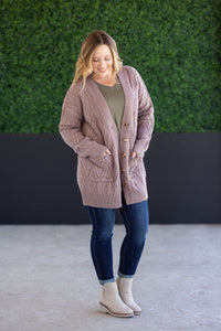 Brooks Button Sweater Cardigan in Light Mocha