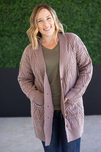 Brooks Button Sweater Cardigan in Light Mocha