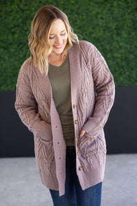 Brooks Button Sweater Cardigan in Light Mocha