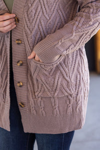 Brooks Button Sweater Cardigan in Light Mocha