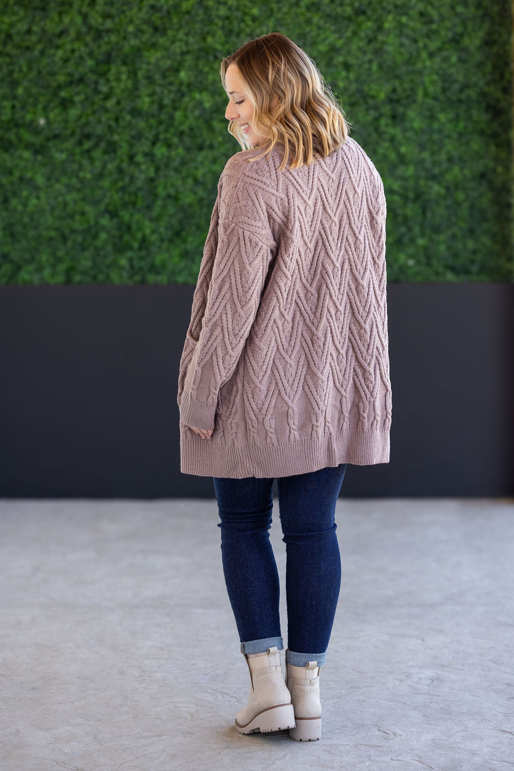 Brooks Button Sweater Cardigan in Light Mocha