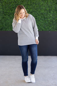 Lola Striped Thermal Top in Grey