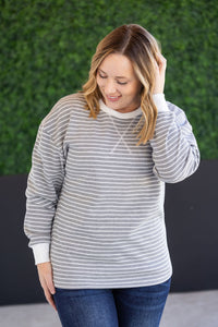 Lola Striped Thermal Top in Grey