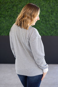 Lola Striped Thermal Top in Grey