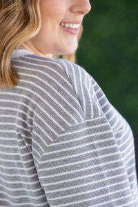 Lola Striped Thermal Top in Grey