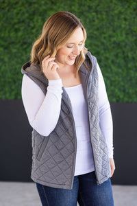 Heather Hooded Vest in Grey