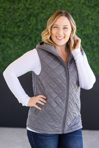 Heather Hooded Vest in Grey