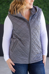Heather Hooded Vest in Grey