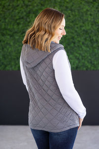 Heather Hooded Vest in Grey