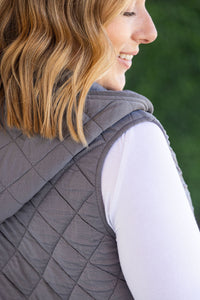 Heather Hooded Vest in Grey