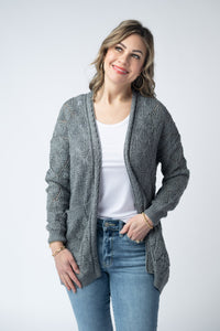 Open Knit Cardigan in Grey
