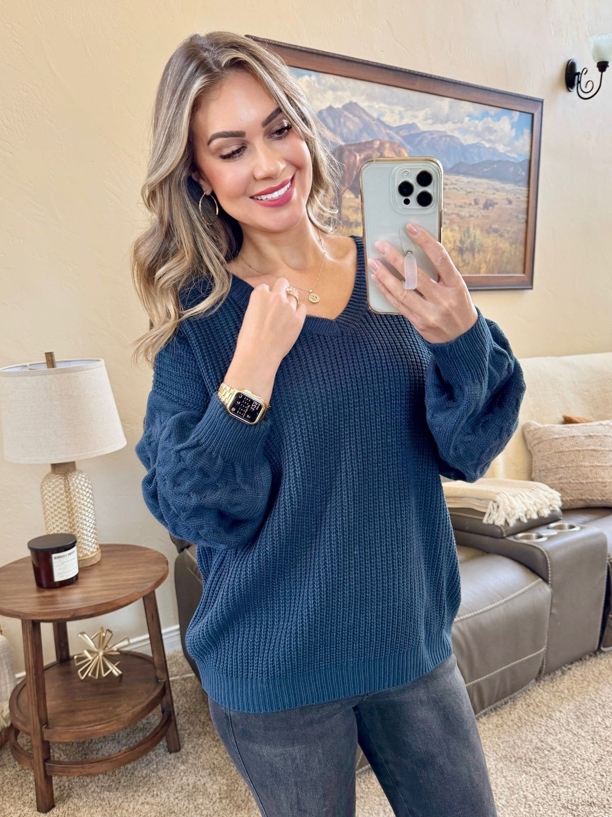 Talina Textured Sweater in Navy