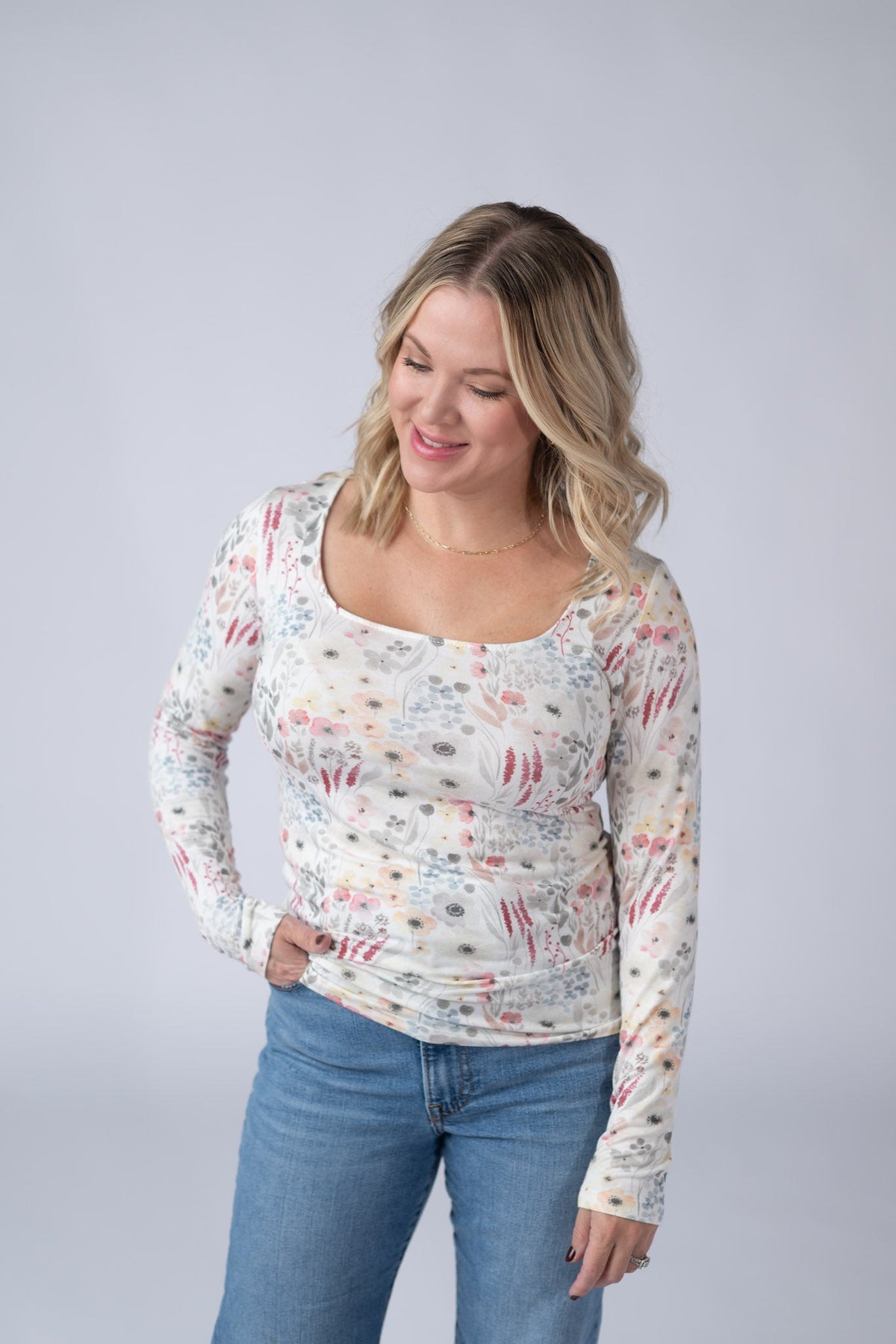 Alyssa Long Sleeve Top in Wildflower Gardens