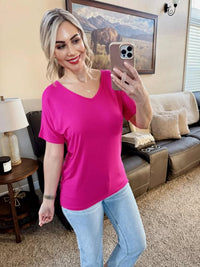 Chloe Cozy Tee in Hot Pink
